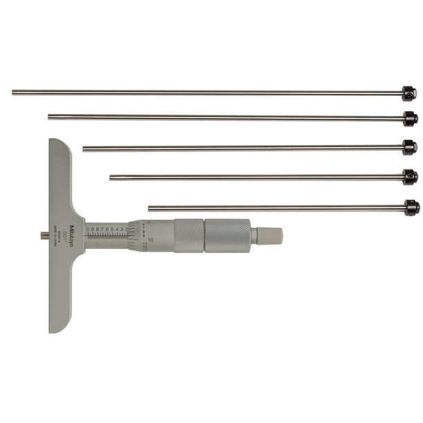 Micrómetro de profundidad Mitutoyo 129-132 0-6 pulgadas/0,001 pulgadas con base de 4 pulgadas