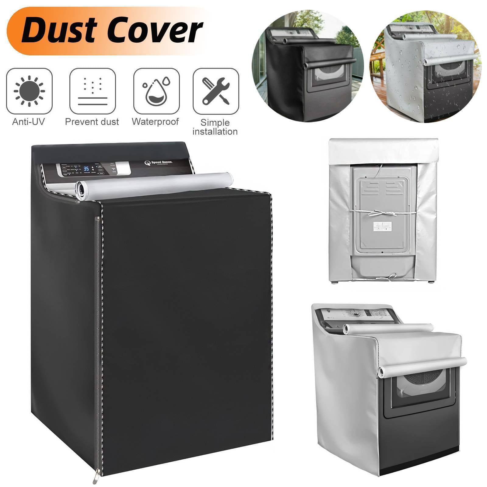 Top Load Washing Machine Cover Dustproof Waterproof Laundry Dryer Protective Cover with Zipper & Storage Bag