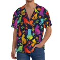 thumbnail image 2 of Kuqiui Colorful Cats Print Men's Button Down Shirts Short Sleeve Casual Shirts Hawaiian Shirts Vacation Wedding Shirts with Pocket-4X-Large, 2 of 5