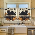thumbnail image 2 of Yayeee Kitchen Curtains Tier Set of 2 Light Filtering 57"x36" Over Sink Window Panels, Halloween Cat, 2 of 7