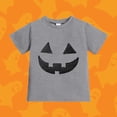 thumbnail image 2 of Gunia Halloween Kids Tshirts Cotton Pumpkin Graphic Print Short Sleeve Crew Neck Casual Thanksgiving Tees Tops Toddler Boys Girls T Shirts Grey 1-13 Years, 2 of 5