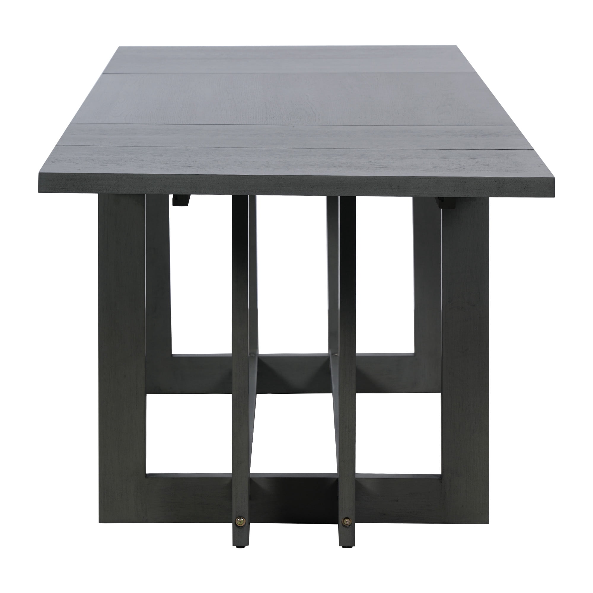 Euroco 58"-82" Extendable Dining Table for 6, Large Rectangular Kitchen Table with Removable Leaves, Solid Wood Rustic Table for Dining Room,Home Office, Living Room,Grey