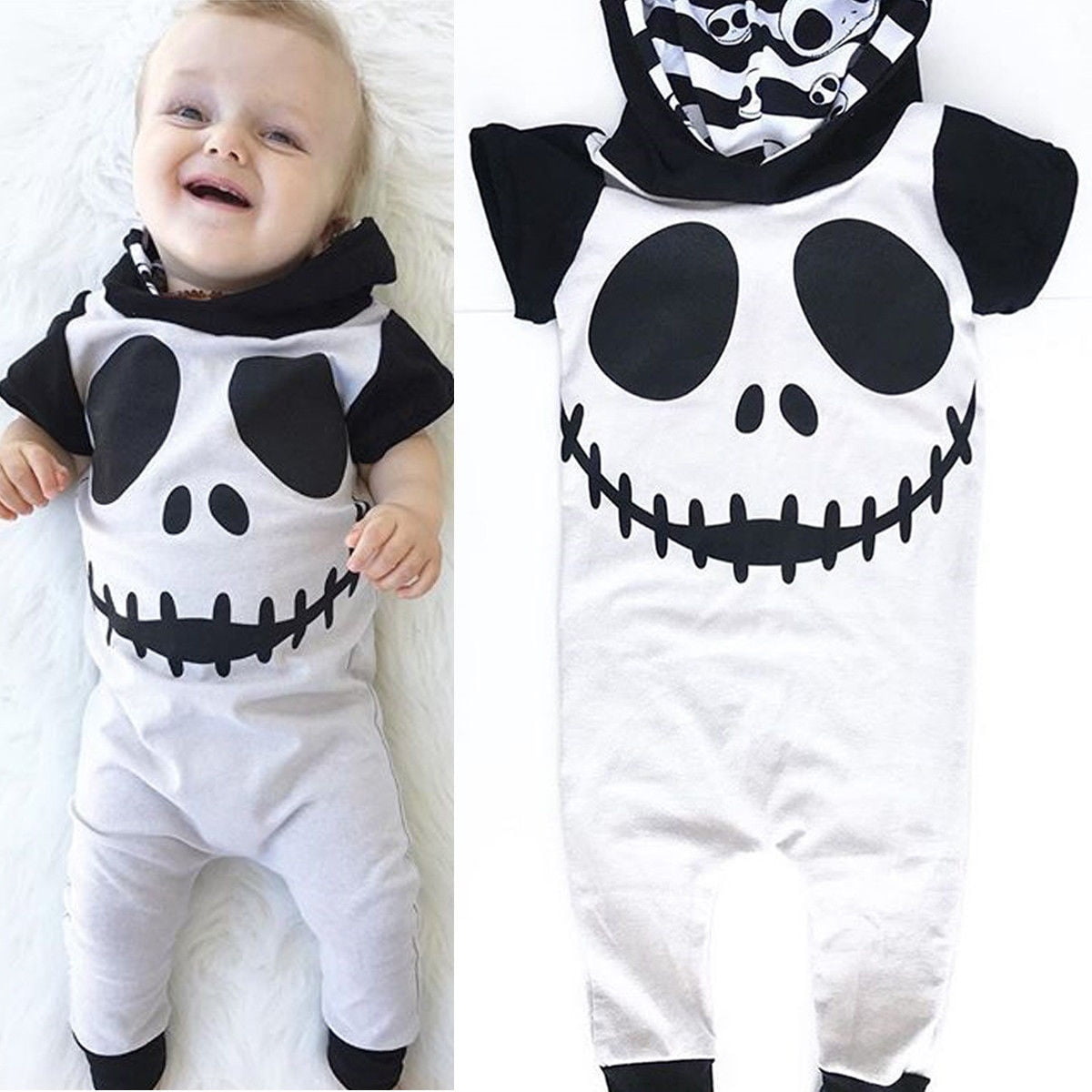 Baby Girls Minnie Mouse Short Sleeve Hooded Halloween Bodysuit