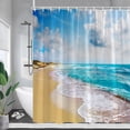 thumbnail image 3 of Beach Coconut Tree Shower Curtains Island Tropical Plant Nature Ocean Scenery Polyester Fabric Bathroom Curtain Decor with, 3 of 7