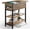 Oak, variant on End Table with  Station, Flip Top Side Table with USB Ports and Outlets, Sofa Couch Table Bedside Table for Living Room Bedroom, Narrow Nightstand with Storage Shelves for Small Spaces