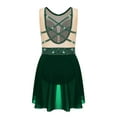 thumbnail image 3 of iiniim Kids Girls Figure Ice Skating Leotard Dress Sleeveless Gymnastics Ballroom Dancewear Green 14, 3 of 7