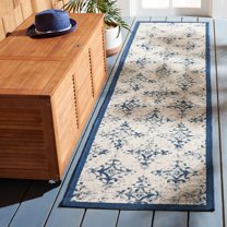 Safavieh Courtyard Duana Geometric Indoor/Outdoor Runner Rug, Ivory/Navy, 2'2" x 9'
