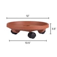 thumbnail image 3 of Bloem 12" Terra Cotta Round Planter Pot Caddy with Wheels, 75lb Capacity, 3 of 5