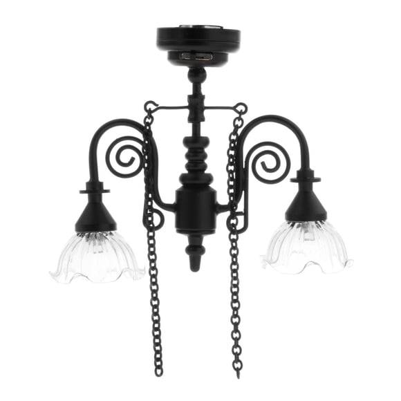 Tachiuwa 1/12 Mini Suspension Plafonnier Scènes Métalliques Mini Plafonnier Projets DIY Noir