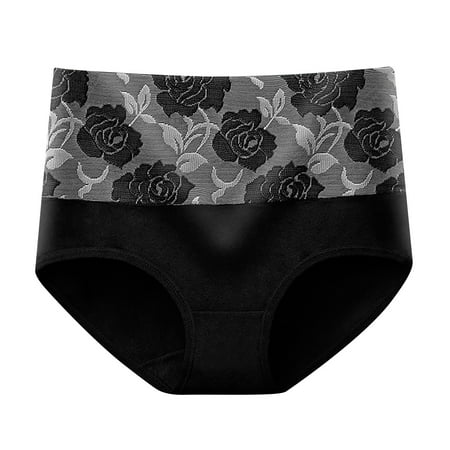 Tiqkatyck Womens Underwear High-Waisted Leakproof Briefs for Women Plus Size Cotton Underwear for Women Tummy Control Underwear for Women Black XXXL