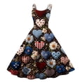 thumbnail image 2 of LWavelet 2026 Valentine's Coffee Date Valentine Dress, Spaghetti Strap Heart Print Flowy Flared Sundress Light Brown M, 2 of 4