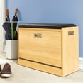 thumbnail image 4 of Collections Etc Wooden Shoe Cabinet Storage Bench w/Seat Cushion - Holds up to 12 Pairs, Natural, 4 of 4