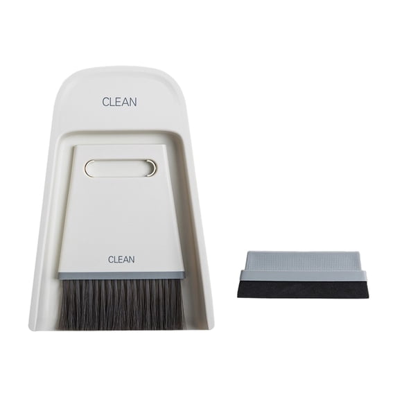 Mini cepillo de limpieza y recogedor para escritorio. Escoba de plástico para escritorio con cabezales de cepillo para uso en seco y húmedo. Recogedor compacto con mango en H para encimera de cocina,