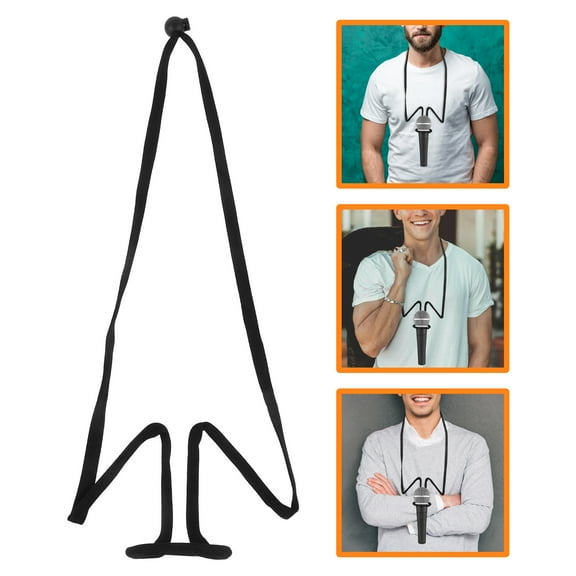 FOLOYORI Neck Hanging Microphone Rack Black for Hosts Performances 1Pcs 16.5x6.3x2.6in