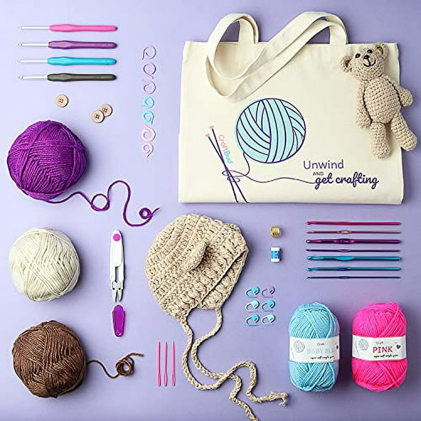 73 Piece Crochet Kit For Beginners Adults And Kids, Premium Crochet Set With 21 Crochet Hooks Set And 1500 Yards Of Yarn For Crocheting Kit, Canvas