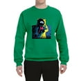 thumbnail image 2 of Wild Bobby, Colorful Cosmic Neon Astronaut Lunar Spaceman Moon Galaxy, Fashion, Unisex Crewneck Graphic Sweatshirt, Kelly, Small, 2 of 4