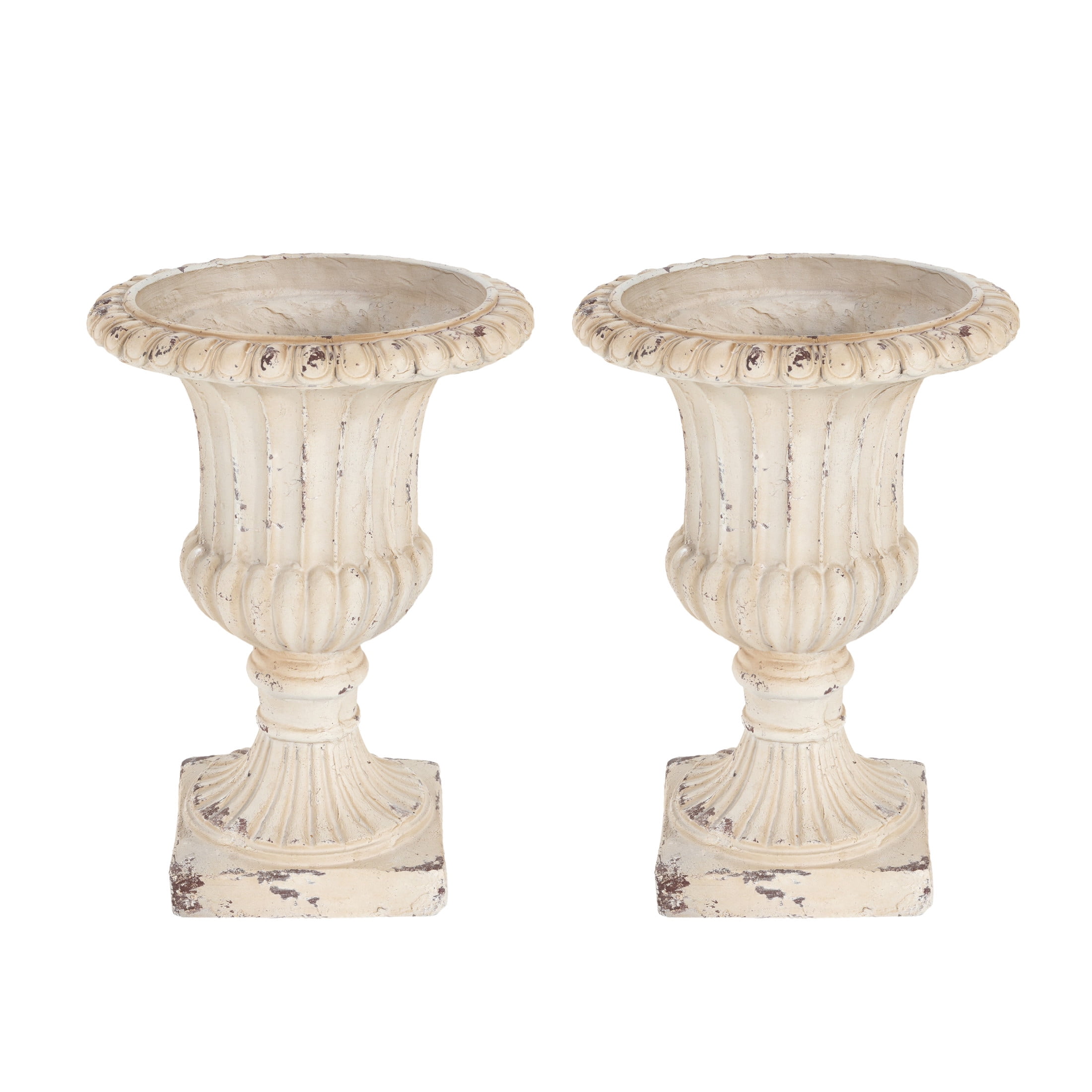 Christopher Knight Home 19.25" MGO Garden Urn Planter with Drainage Hole, Vintage Outdoor Planter, Antique White
