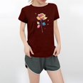 thumbnail image 2 of NAMTYQX Blouses for Women Crew Neck Oversize Cute Cool Muster Lightweight Short Sleeve Loose Fit Print Summer Blouses for Women 2025 Wine Size 2XL, 2 of 5