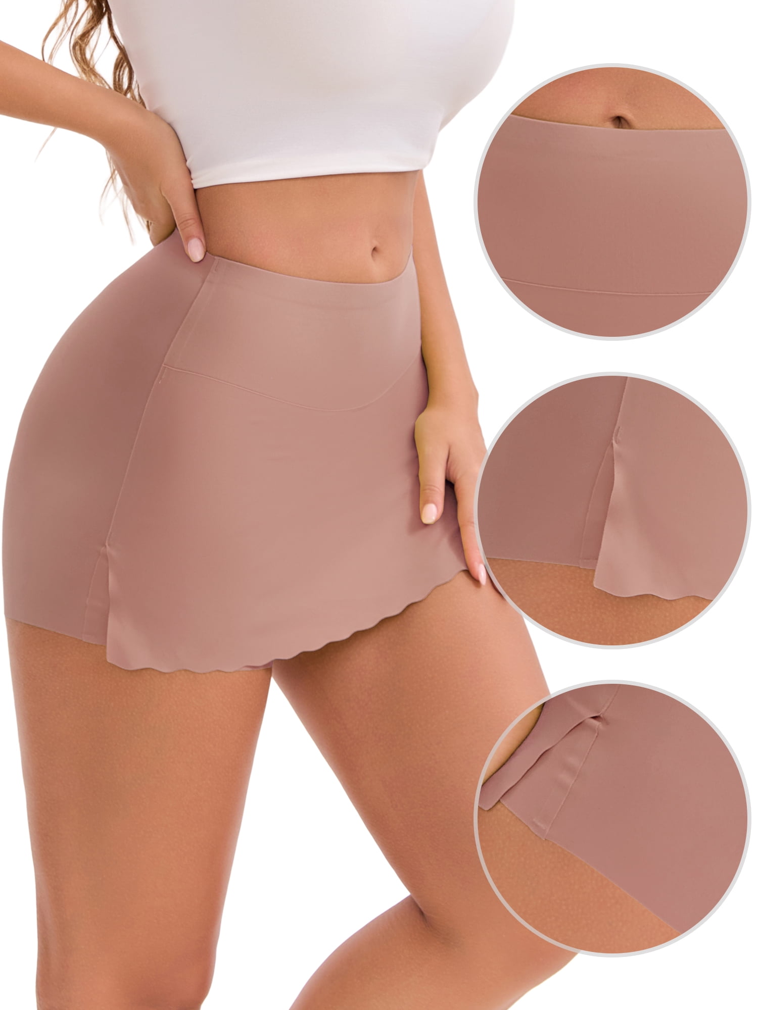 DARING DIVA Women's Seamless Half Slip Shapewear for Dress Skirt and Shorts XL Pink