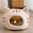 thumbnail image 4 of Warm Semi-Enclosed For Small Cats Dogs Pet Supplies Cat Shape Pet Nest Cat Bed Dog Kennel Sleeping Bed Cat House COFFEE S, 4 of 8