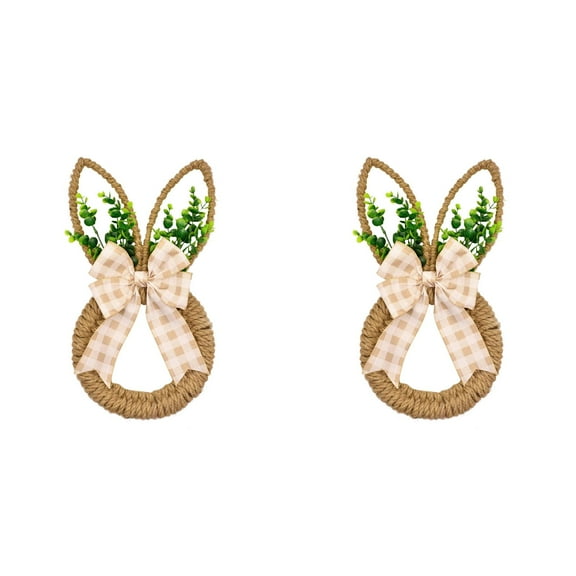 2/1pcs Easter Bunny Wreath Spring Wreath Bunny Shaped Artificial Flower Rabbit Wreath Front Door Sign Hollow Bunny Sign Welcome Hanging For Home Wall Party Decor