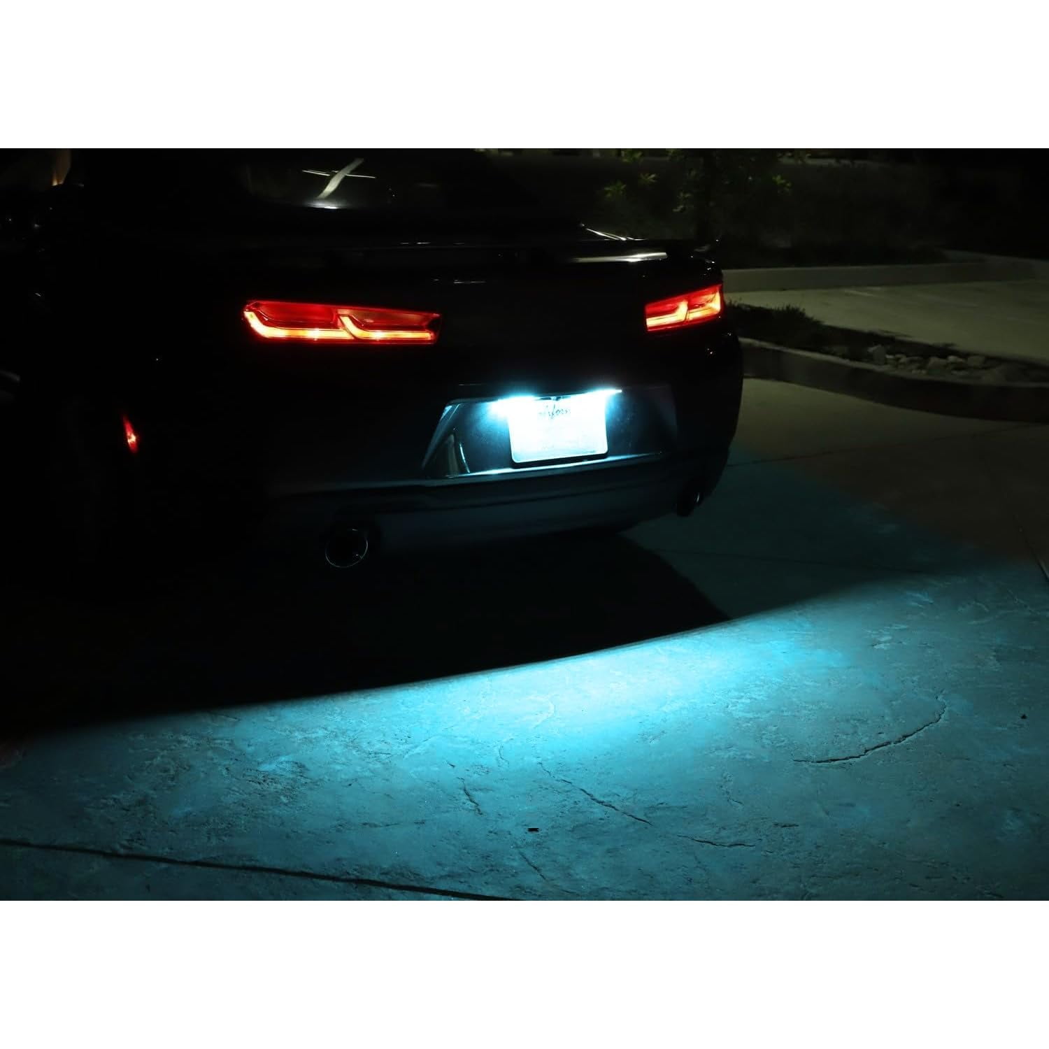 Ice Blue Full LED License Plate Light Kit For Chevrolet 2014-24 Camaro, 2013-15 Malibu, 2011-15 Volt, 2016-up Cruze, 18-SMD Aqua LED & Can-Bus Error Free