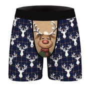 FhsagQ Underwear White Mens Underwear Boxers Briefs Mens Flat Slim Long Breathable Christmas Print Underwear Sports Fashionable Casual Sports Boxers With Close Fitting Dark Blue 80.00