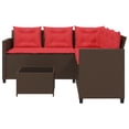 thumbnail image 2 of vidaXL Garden Sofa with Table and Cushions L-Shaped Brown Poly Rattan, 2 of 5