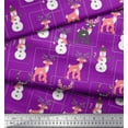 thumbnail image 2 of Soimoi Purple polyester Crepe Fabric Baubles,Reindeer & Snowman Cartoon Printed Craft Fabric by the Yard 42 Inch Wide, 2 of 3