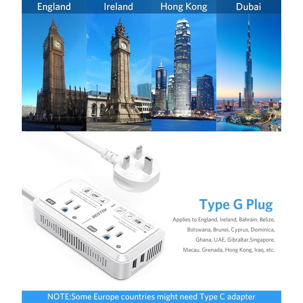 Adaptateur De Voyage Universel TESSAN Gris - 2300W Avec 4 Ports USB 2.4A