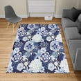 thumbnail image 2 of Floral Turkish Area Rug, Vintage Romantic Wildflowers in Various Kinds Doodle Drawing Style Love, Soft Carpet for Living Room Decor with Distressed Look, 6.6' X 9.6', Navy Blue, by Ambesonne, 2 of 4