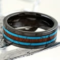 thumbnail image 3 of Tungsten Rings for Men Wedding Bands for Him Womens Wedding Bands for Her 8mm Hi-Tech Ceramic Hawaiian Koa Wood and Turquoise Wedding Band, 3 of 7