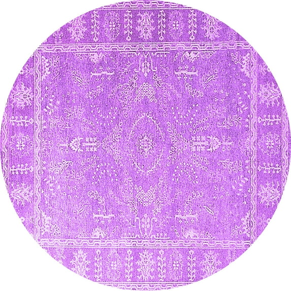 Ahgly Company Indoor Round Oriental Purple Industrial Area Rugs, 5' Round