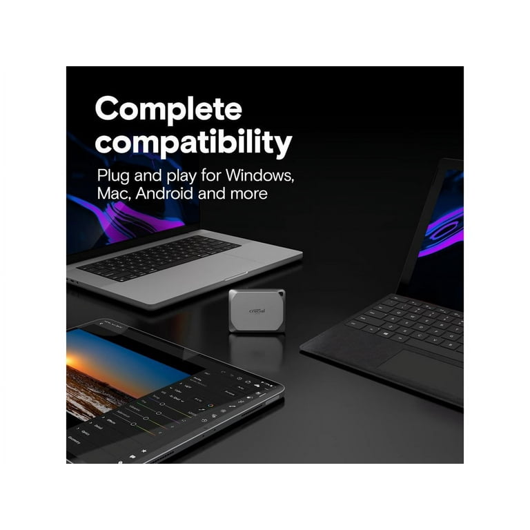 Crucial X9 Pro 4TB Portable SSD - 1050MB/s Speed, Water/Dust