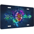 thumbnail image 2 of License Plate Compass Arrow Bow Decorative Car Front License Plate Cover,Vanity Tag,Metal Car Plate, Novelty License Plate for Men/Women/Boy/Girls Car,6 X 12 Inch, 2 of 15