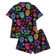 thumbnail image 5 of SJLDQY Halloween Girls Pajama Sets Skull Print Short Sleeve Shirts and Shorts 2 Piece Sets Casual Hallowmas Sleepwear Button Down Pjs for Girls, 5 of 5