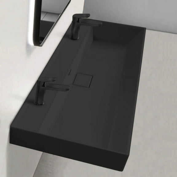 Nameeks CeraStyle 037607-U-97-Two Hole Sharp 37-11/16" Rectangular Ceramic Wall Mount /