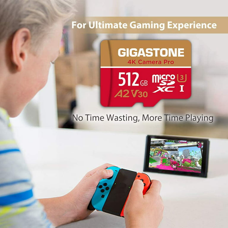  [Gigastone] 512GB Micro SD Card, Gaming Plus, MicroSDXC Memory  Card for Nintendo-Switch, Wyze, GoPro, Dash Cam, Security Camera, 4K Video  Recording, UHS-I A1 U3 V30 C10, up to 100MB/s, with Adapter 