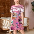 thumbnail image 2 of Super Kitties Girls Short Sleeve Dress A Line Twirly Skater Dress Casual Summer Clothes, 2 of 7