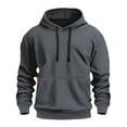 thumbnail image 3 of Mens Hoodies Pullover 2025 Fall Winter Long Sleeve Slim Fit Plain Hoodie with Pockets Hooded Sweatshirt, 3 of 4