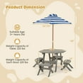 thumbnail image 3 of Costway Kids Wooden Table Set with Octagon Table 4 Stools & Removable Adjustable Umbrella Grey, 3 of 11