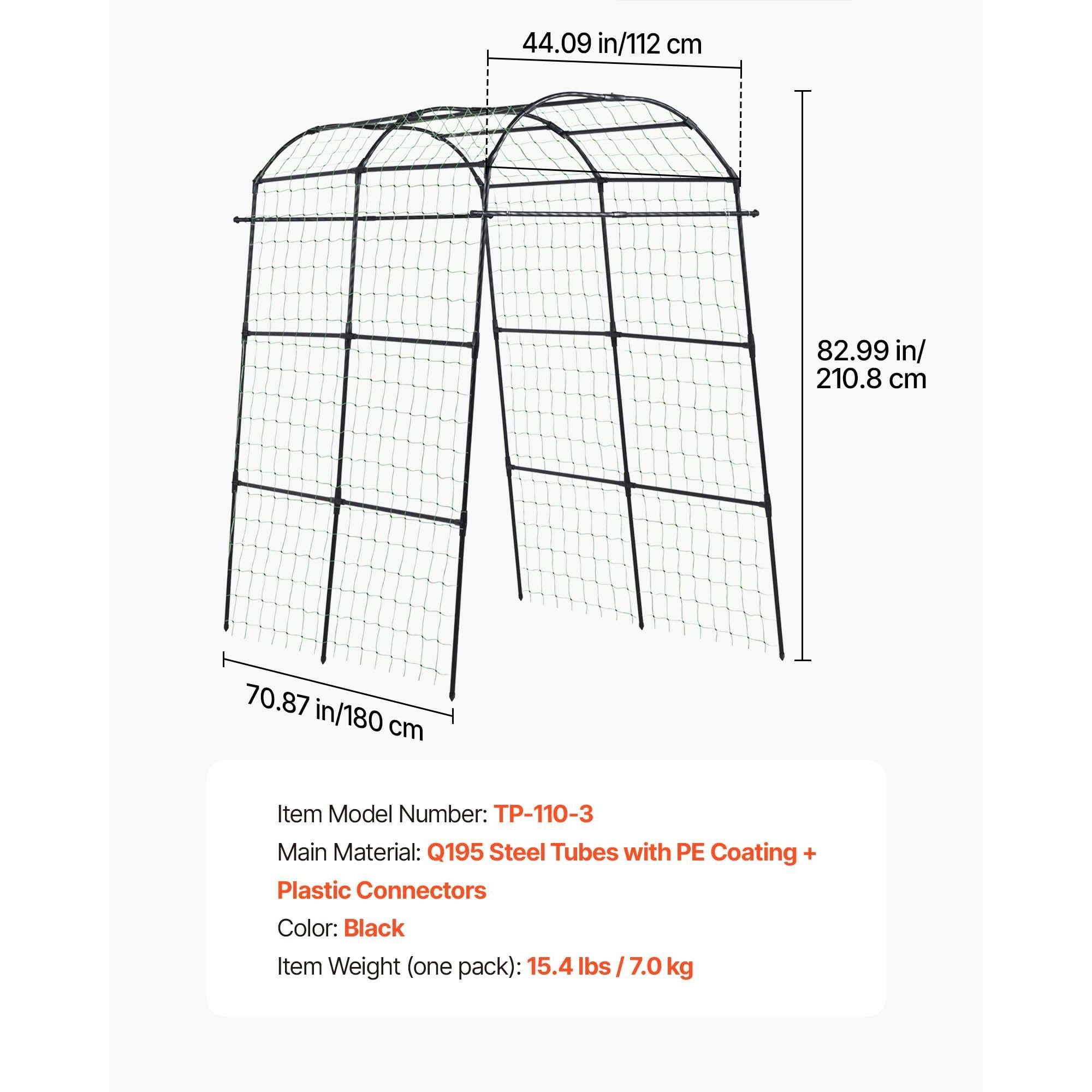 71" x 44" x 83" U-Shape Arch Cucumber Trellis, Metal Garden Climbing Plant Support for Raised Beds, Vines, and Vegetables
