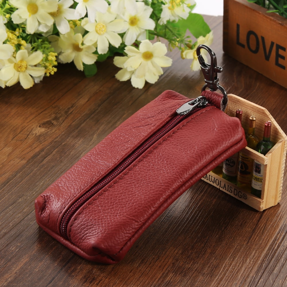 Amazon.com: ZLYC Unisex Handmade Genuine Leather Key Wallet Holder Card  Case Keychain, Brown : Clothing, Shoes & Jewelry