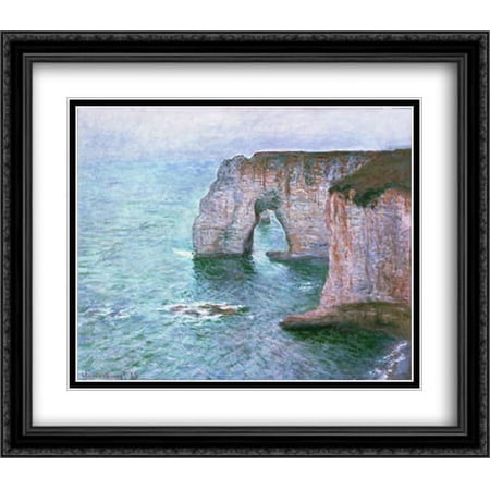 The Manneport Seen from the East 2x Matted 32x28 Large Black Ornate Framed Art Print by Monet, Claude