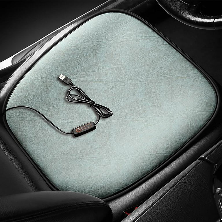 Heiheiup USB Leather Heating Car Truck Cover Seat Office Cushion Home Car  Suitable Car Seated Chair Pad For Car Universal Car Interior Accessories Stuff  for Cars 