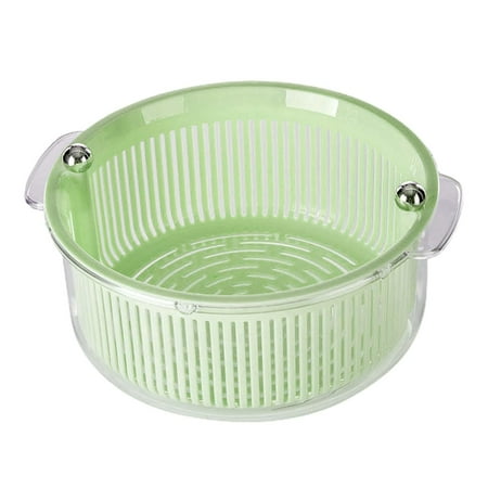 

Colander Bowl Strainer Salad Multifunctional Cleaning Kitchen Strainer Double Layered Drain Basket for Salad Noodle Pasta Spaghetti Green