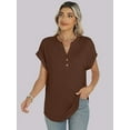 thumbnail image 6 of Womens Short Sleeve Henley Tops V Neck Dressy Casual Shirts Summer Flowy Blouses 2025, 6 of 6