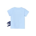 thumbnail image 2 of FAOWME Kids Children Boys T Shirt Short Sleeve Round Neck Glow In The Dark Print Comfortable Breathable Top For Casual Daily Wear,Light Blue,2-3 Years, 2 of 5