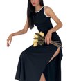 thumbnail image 4 of Txlixc Vestido largo sin mangas, cuello redondo, espalda hueca, estilo de Club de alta puntuación Txlixc moda, 4 of 7