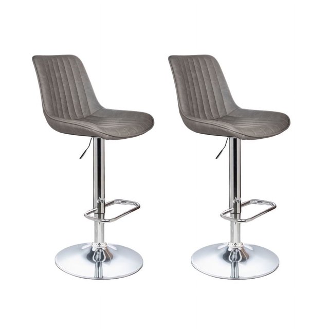 Bronte Living Leatherette Bar Stool 360 Swivel Backrest Adjustable Height Base with Hard Floor Protection Plastic - Series Juliet - Set of 2